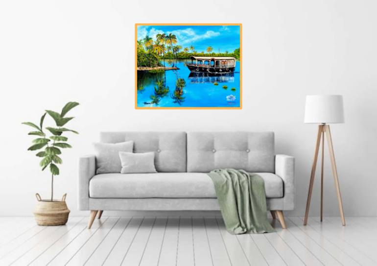Original Realism Boat Painting by Md Atikur Rahman