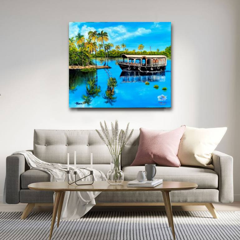 Original Realism Boat Painting by Md Atikur Rahman