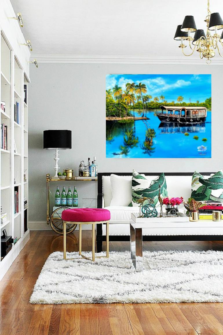 Original Realism Boat Painting by Md Atikur Rahman