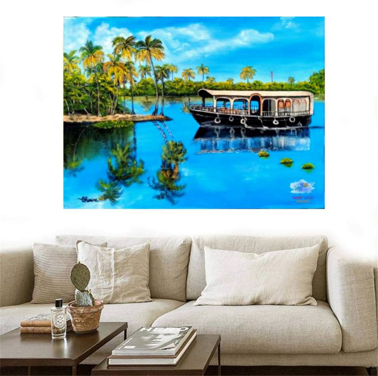 Original Realism Boat Painting by Md Atikur Rahman