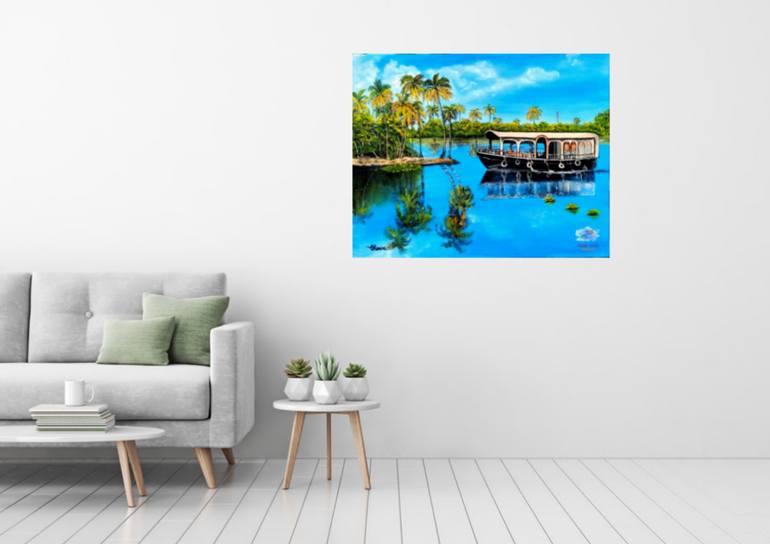 Original Realism Boat Painting by Md Atikur Rahman