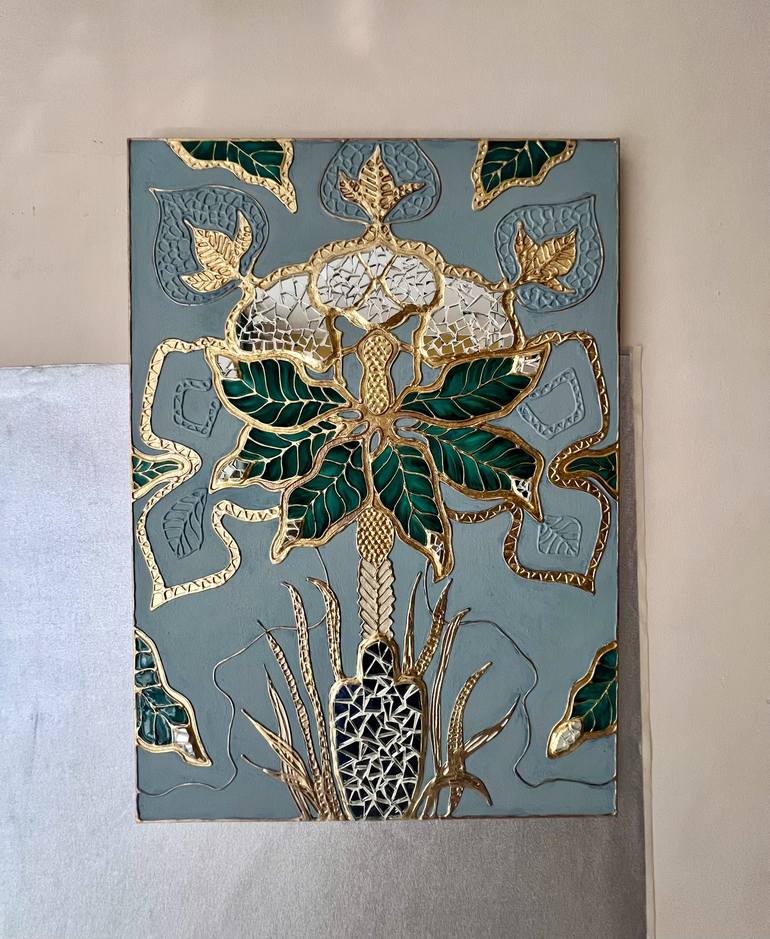 Original Art Deco Floral Painting by Irina Bronnikova