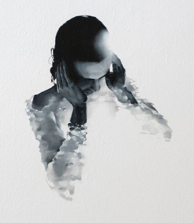 Original Black & White Water Painting by Xavi Figueras