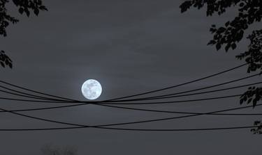 "Lunar Wire walk: When the Blue Moon Danced Above" B&W thumb