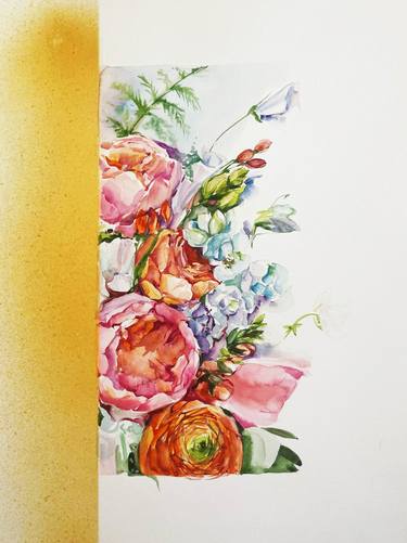 "Flowers with gold" by Tetiana Komarova thumb