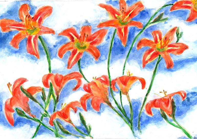 lilies flying in the air - Print