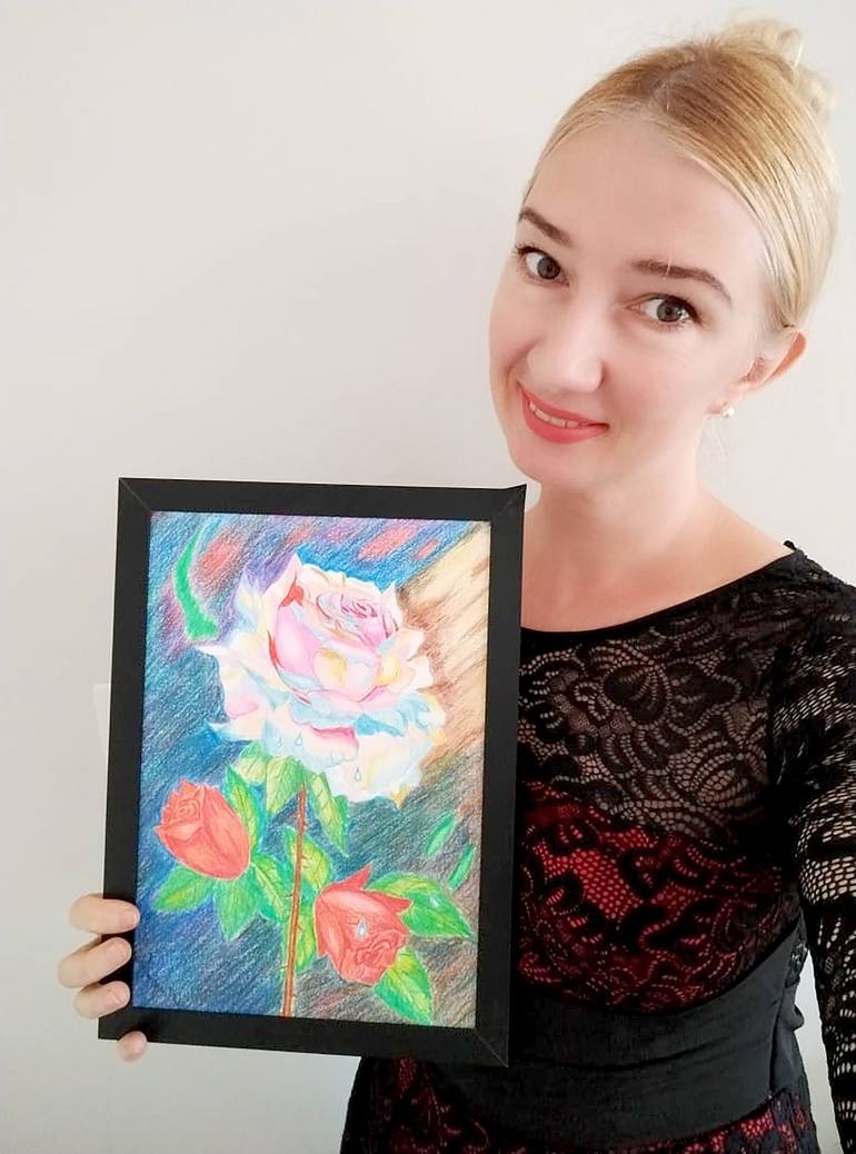 Original Realism Floral Drawing by Angelina Chub