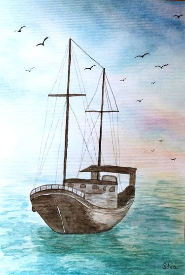 Print of Sailboat Paintings by Angelina Chub