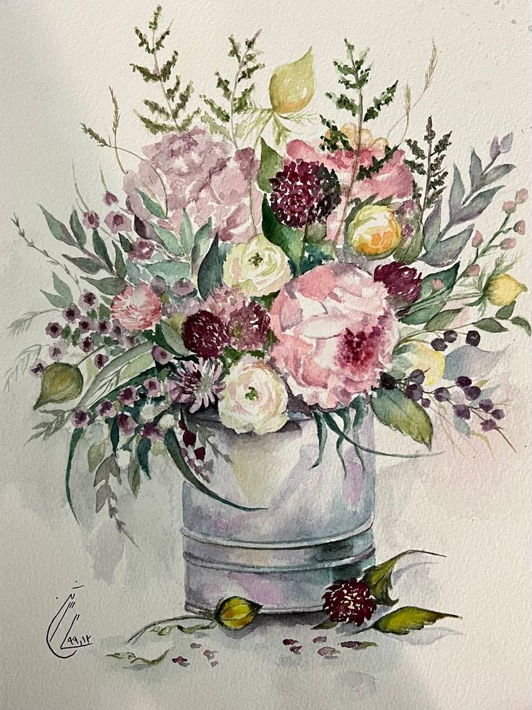 bouquet of Flowers Painting by Rashin Sanjari | Saatchi Art