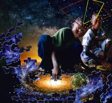 Original Surrealism Outer Space Collage by Dilcia Giron