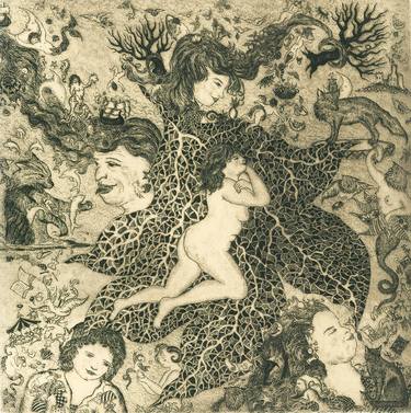 Original Figurative Fantasy Printmaking by isabella collodi