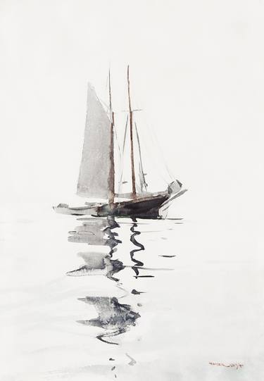 boat at sea painting thumb