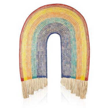 Rainbow Sculpture Grass Weaving from Malawi Wall Art thumb