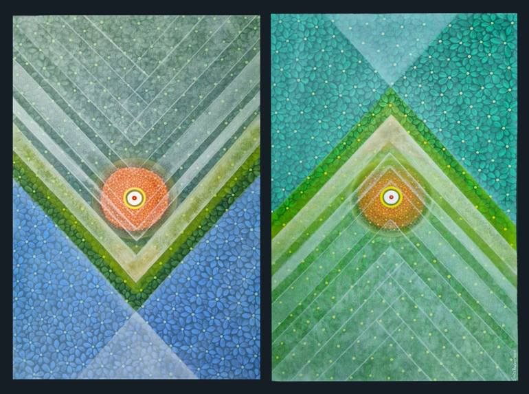 Original Abstract Painting by Sarita Pundeer | Abstract Art on Canvas | Where Waters Weave and Earth Breathes (2-SETS)