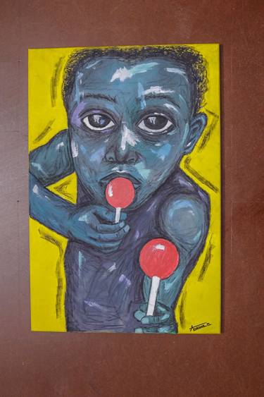 Original Abstract Children Mixed Media by Andiswa Mabunda