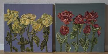 Set of two paintings. Roses thumb