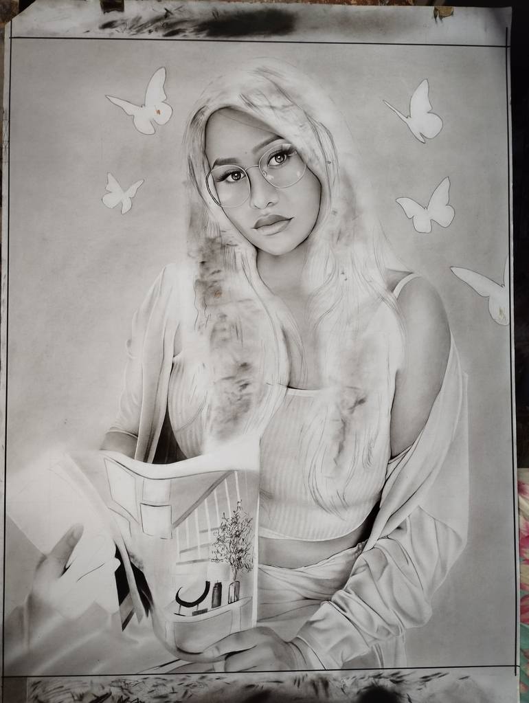 Original Black & White People Drawing by Fabian Ekweoba