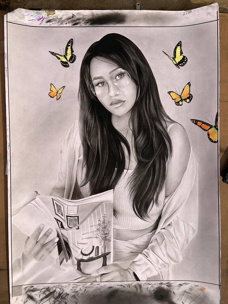Original Black & White People Drawing by Fabian Ekweoba