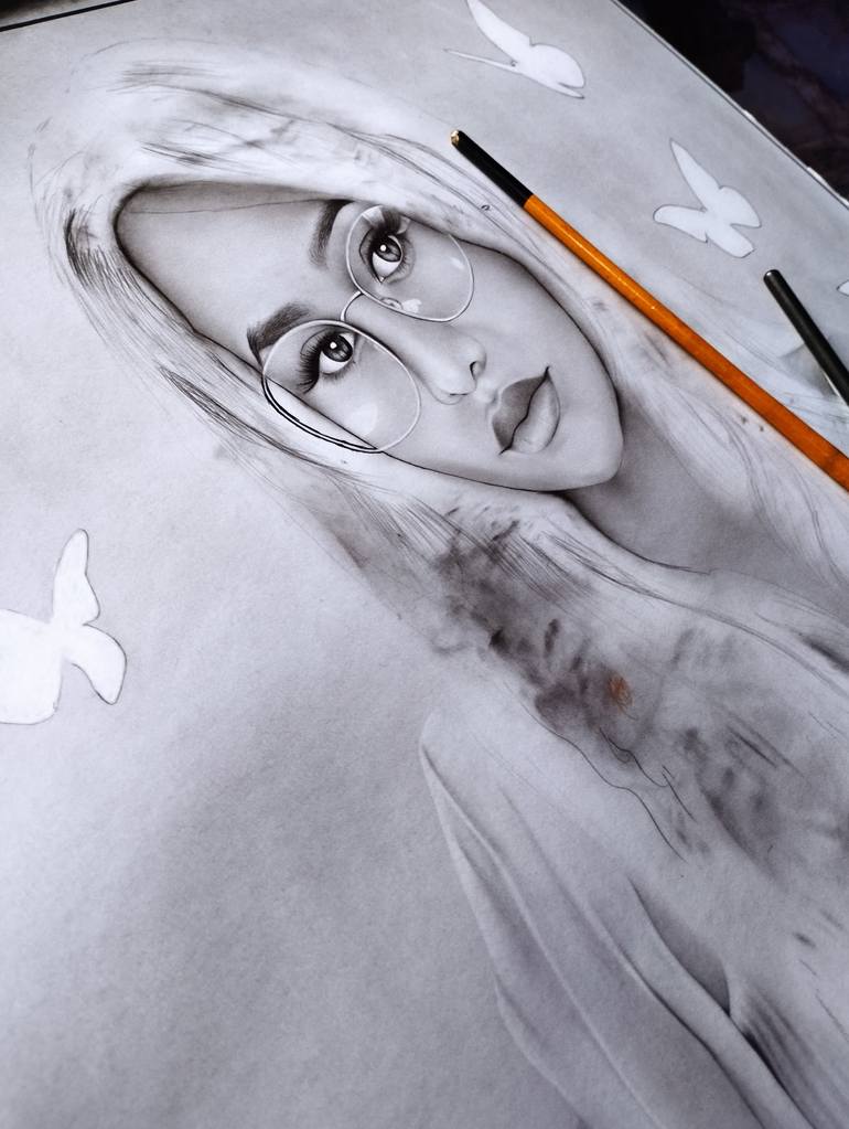 Original Black & White People Drawing by Fabian Ekweoba