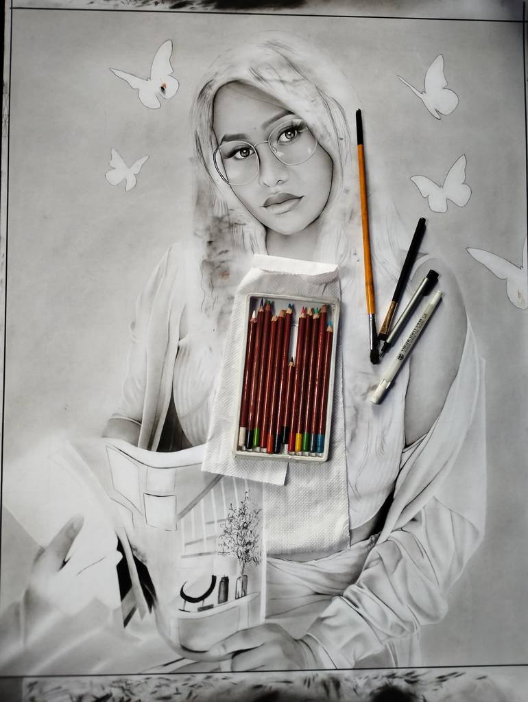 Original Black & White People Drawing by Fabian Ekweoba