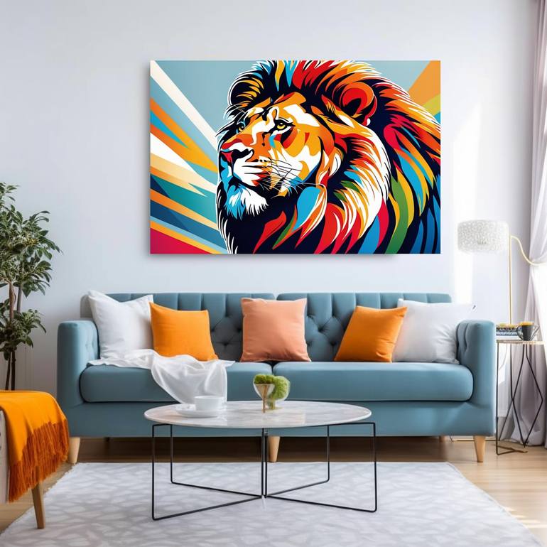 The Majestic Lion Painting by Elina Kharitonova | Saatchi Art