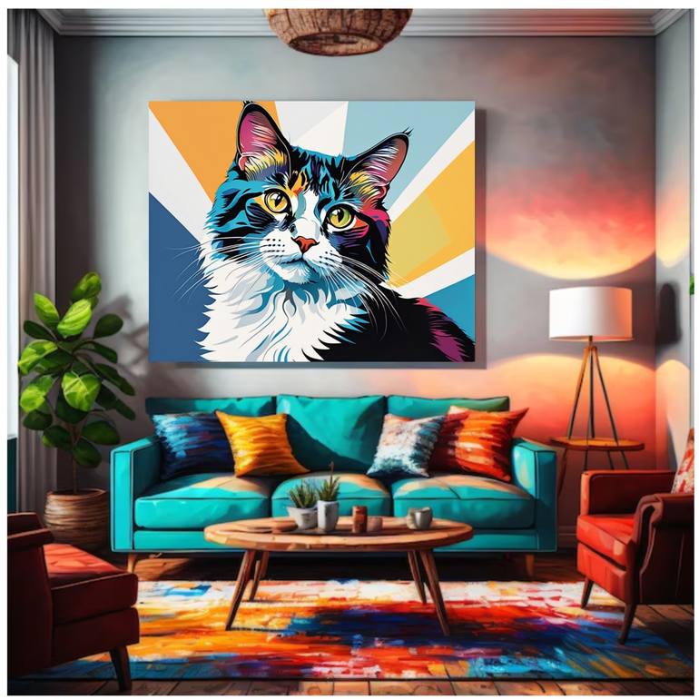 Vibrant Whiskers Painting by Elina Kharitonova | Saatchi Art