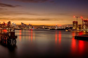 London | Greenwich Peninsula Sunset & Neon Tones | Canvas Print thumb