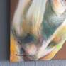 Acrylic painting of a colouful cow on a linen canvas.