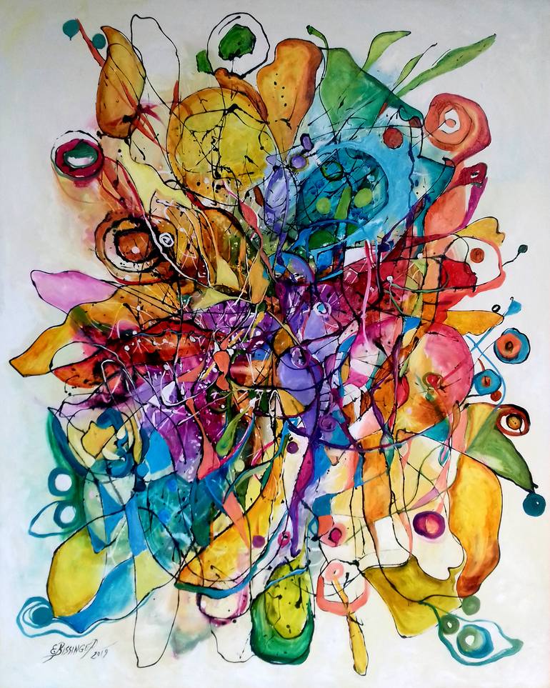 With spring to stories,ABSTRACT ,original Bissinger Painting by Elena ...