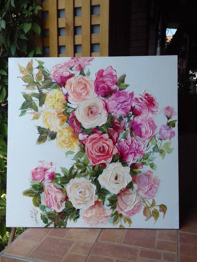 Original Impressionism Floral Painting by Elena Bissinger