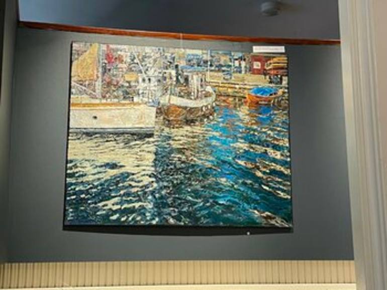 Original Impressionism Boat Painting by Nadezda Stupina