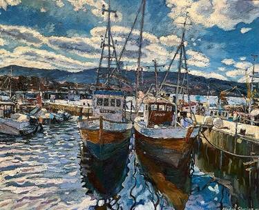 Original Fine Art Boat Paintings by Nadezda Stupina