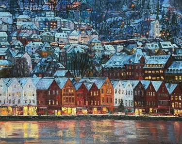 Winter twilight in Bergen. thumb