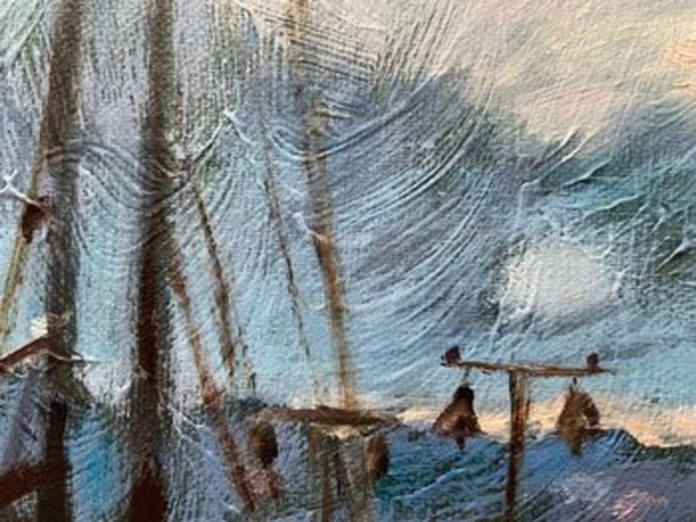 Original Impressionism Boat Painting by Nadezda Stupina