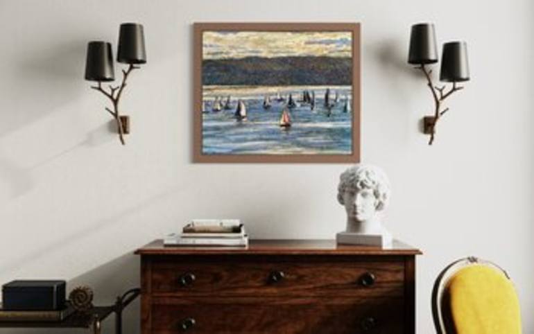 Original Impressionism Boat Painting by Nadezda Stupina