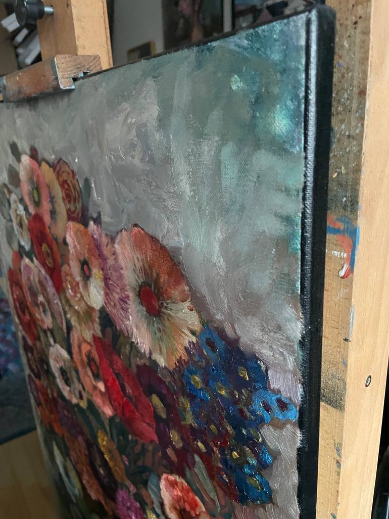 Original Fauvism Floral Painting by Nadezda Stupina