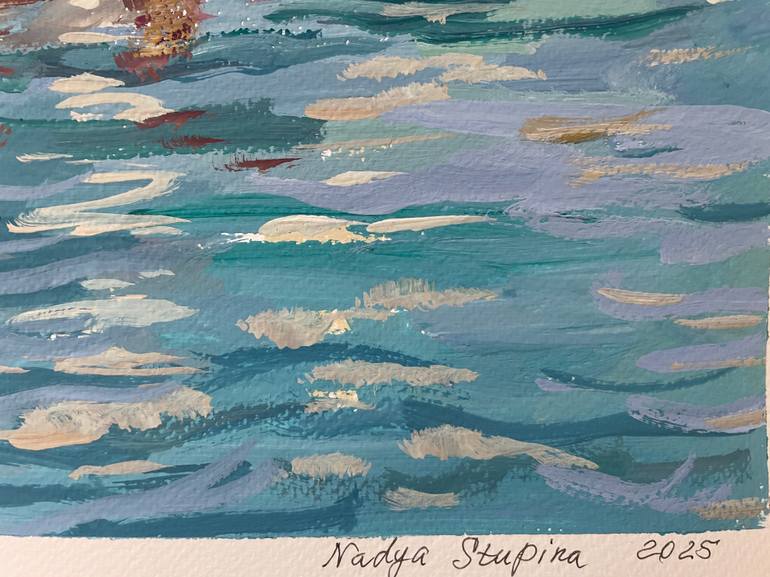 Original Impressionism Boat Painting by Nadezda Stupina