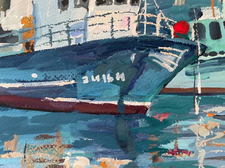 Original Impressionism Boat Painting by Nadezda Stupina