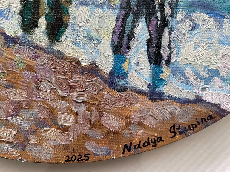 Original Impressionism Children Painting by Nadezda Stupina