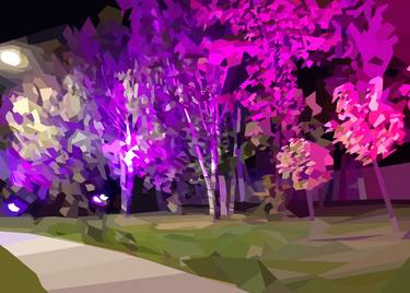 Purple Lights Park (Minimalist Impressionism 5) thumb