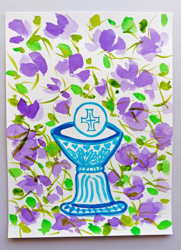 Original Abstract Floral Painting by Daily Bread Atelier