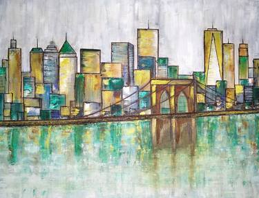 Original Abstract Cities Paintings by RACHEL A