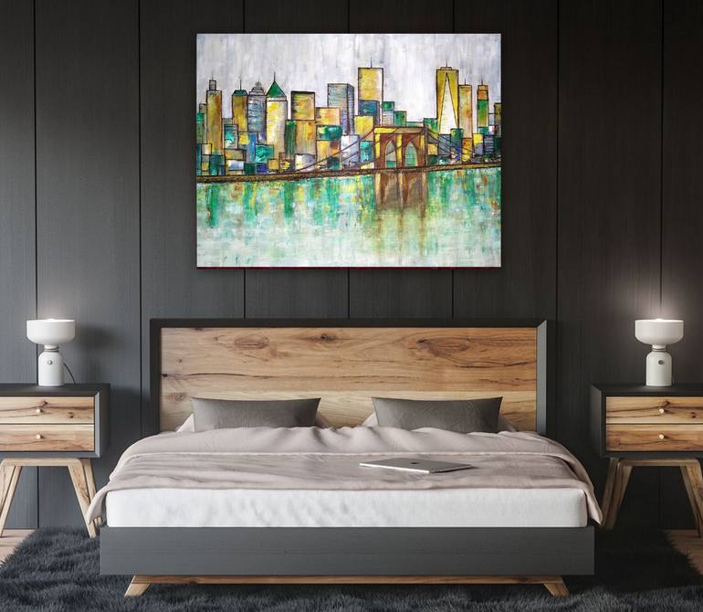 Original Abstract Cities Painting by Rachel A