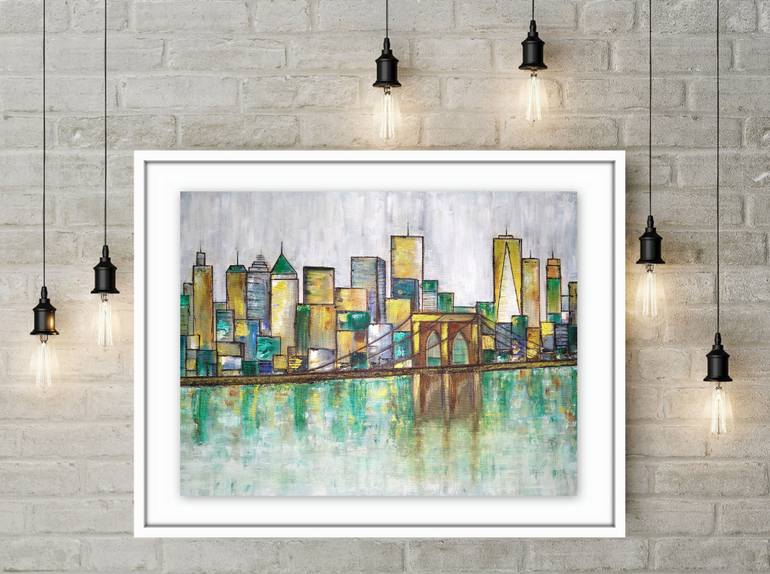 Original Abstract Cities Painting by Rachel A