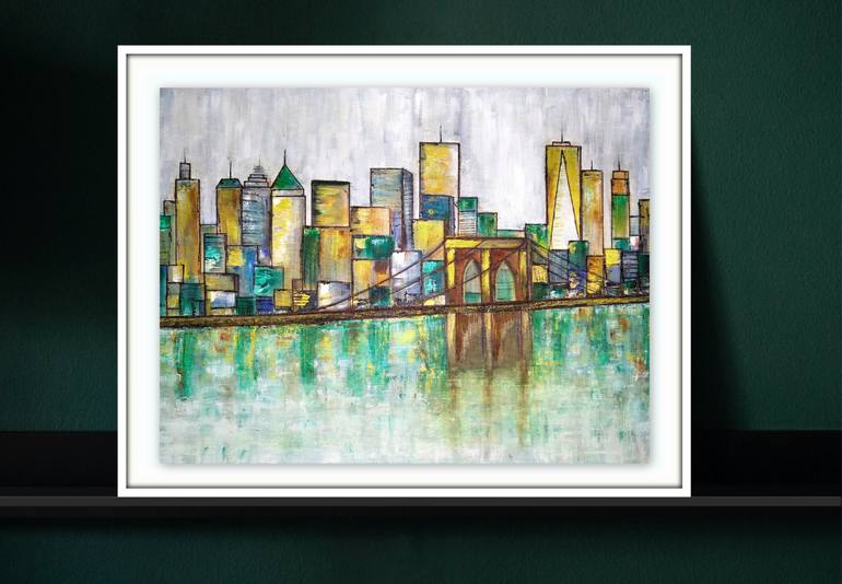 Original Abstract Cities Painting by Rachel A