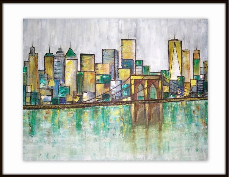 Original Abstract Cities Painting by Rachel A