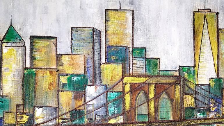 Original Abstract Cities Painting by Rachel A