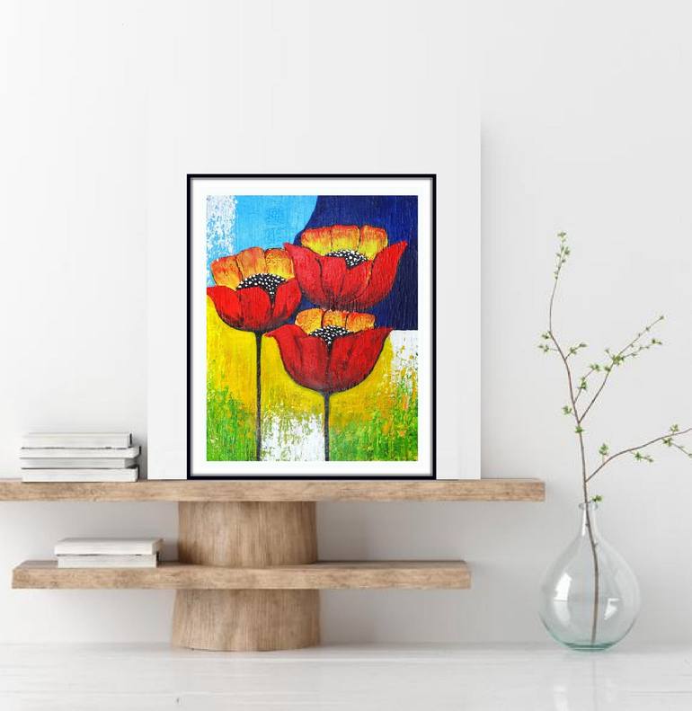Original Abstract Floral Painting by RACHEL A
