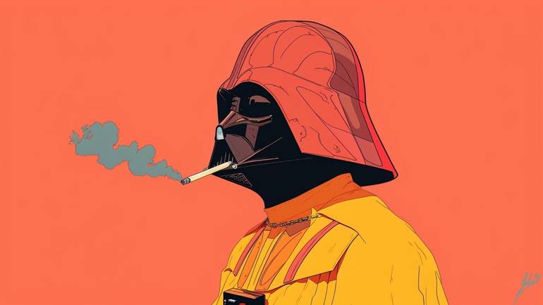 Darth Vader Smoking A Cigarette Painting by King Felix | Saatchi Art