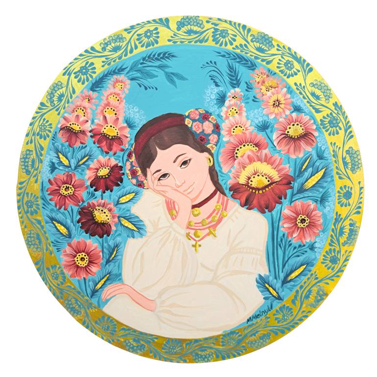 In Love - Ukrainian Folk-Inspired Painting Original Painting by maryna melnyk